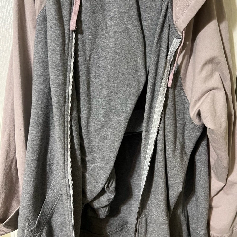 Gray and Pink Zip-Up Hoodie